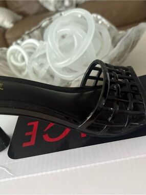 Rainbow Black Woven Slide Heel